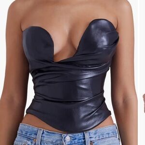 House of Cb “Saffira Faux Leather Corset”